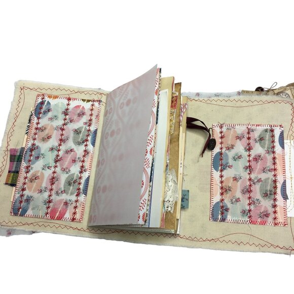 Writing Junk Journal Vintage Style Fabric Cover Diary Includes Ephemera No 7 u - Picture 4 of 10